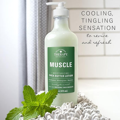 Village Naturals Therapy Muscle Shea Butter Lotion, Eucalyptus Mint Scent, 16 fl oz, Pack of 3