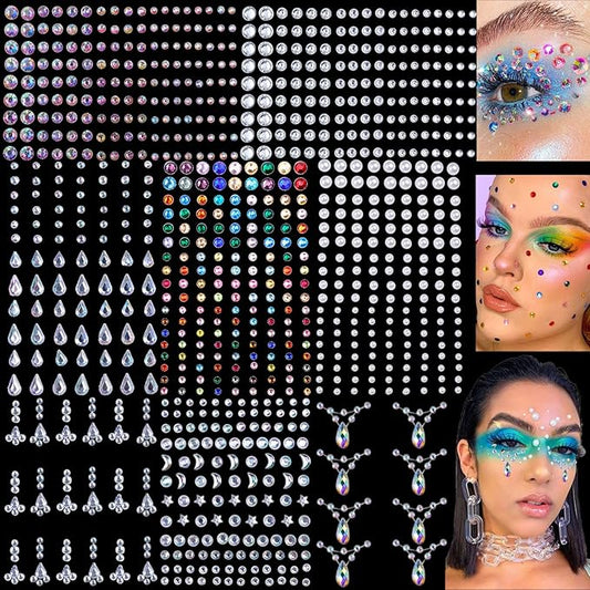8 Sheets Face Gems Jewels for Makeup 20 Women
