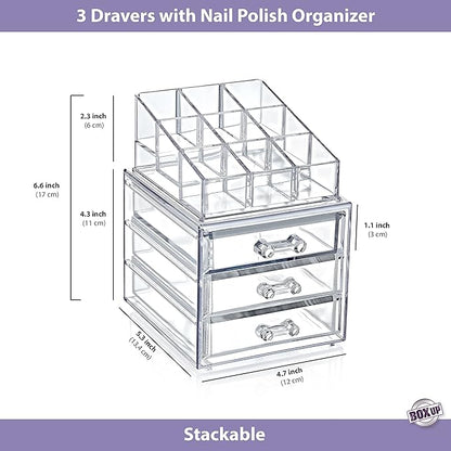 Boxup Makeup Organizer 3 Drawers,Makeup Organizers