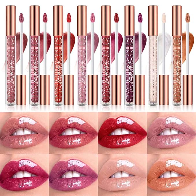 Rose Red Lip Gloss Lip Plumper Gloss Tinted Glitter Lipgloss Lip Oil Teens Moisturizing Lipstick Lip Balm High Shine And Vegan Plumping Lip Gloss For Women Girls Long-Lasting Dry Lip Care (08)