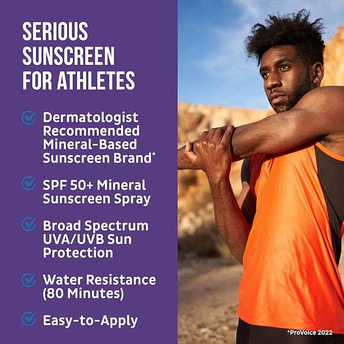 BLUE LIZARD Sport Mineral Sunscreen Spray SPF 50+, Dermatologist-Recommended Brand, Broad-Spectrum UVA/UVB Protection, Water-Resistant, Zinc Oxide Formula, Vegan, 5 fl oz (Pack of 2)