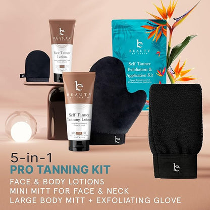Tanning Lotion Self Tanner Kit - USA Made with Organic & Natural Ingredients, Self Tanning Lotion Face Tanner & Application Kit, Non Toxic Gradual Tan Lotion, Sunless Tanning Lotion for Women & Men