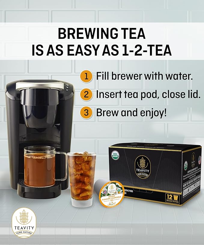 Teavity Organic Chamomile Tea Pods for Keurig - Decaf - 36 Count