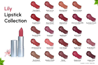 Mom's Secret Lily Natural Lipstick, Natural moisture with Vitamin E coupled with Organic Grapeseed and Organic Jojoba Oils, Vegan, Paraben Free, Made in the USA. 0.14 oz. (Twist and Shout)