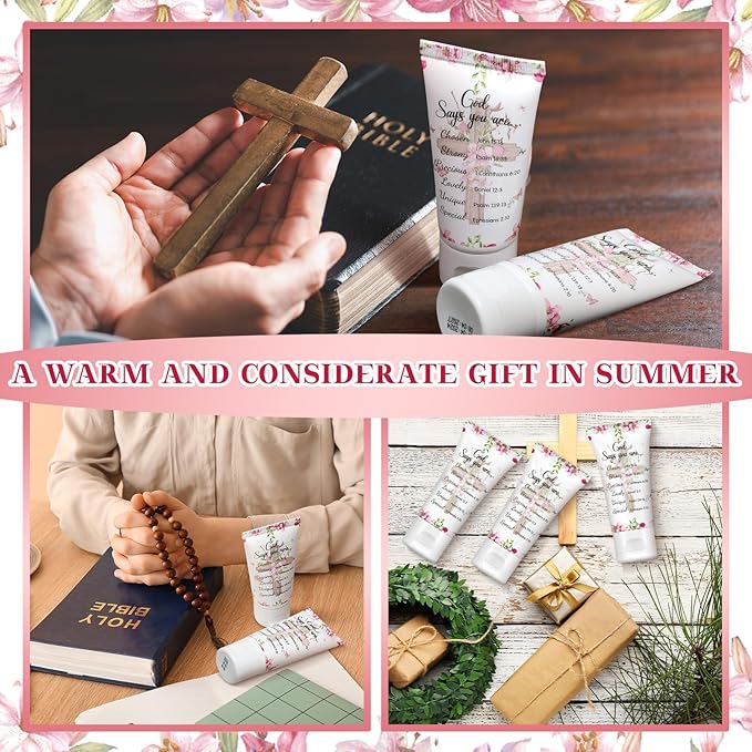 24 Pcs Sunscreen Bulk SPF 30 Mini Sunscreen Packets Travel Size Sunscreen Summer Party Gift for Women Girl Bible Verse Gift for Wedding Bbay Shower Party Favor Homeless Kit Supply(God Says)