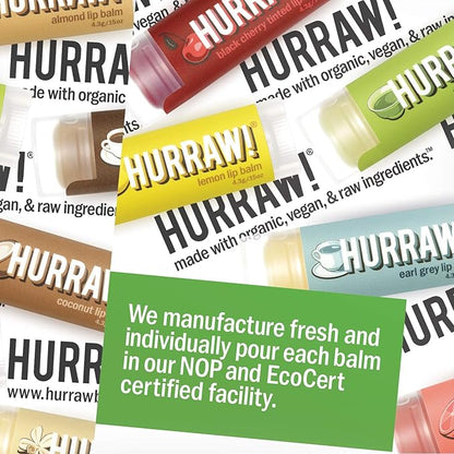 Hurraw! Lip Balms Staff Favorites, 6 ingredients.