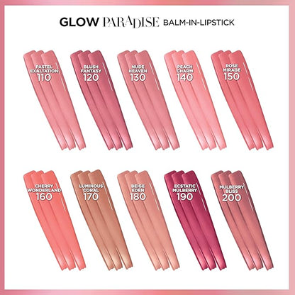 L’Oréal Paris Glow Paradise Hydrating Balm-in-Lipstick with Pomegranate Extract, Pastel Exaltation, 0.1 Oz