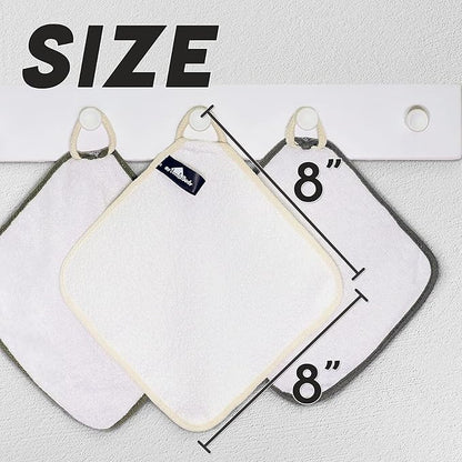 myHomeBody Dual-Textured Exfoliating Washcloth with Soft and Scrubbing Side, Body Exfoliation Scrubber for Bath, Shower, Durable 3 Layer Construction, Ivory, Set of 3