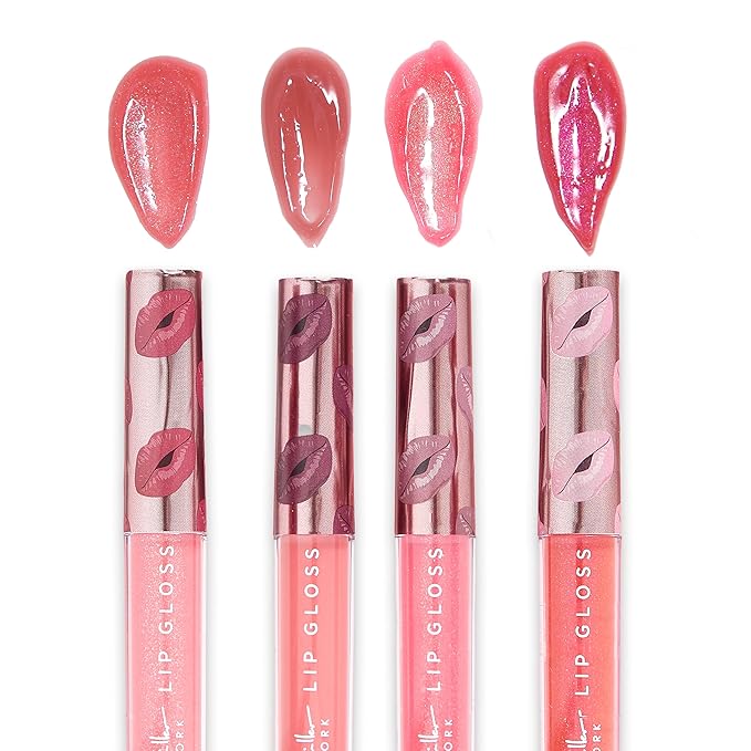 Nicole Miller Lip Gloss Collection, 4 Count (Pack of 1), Better Not Pout Red