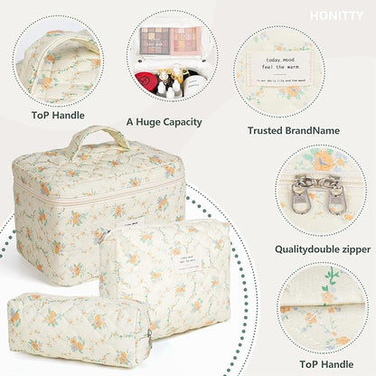 Makeup bag, quilted makeup bag,large