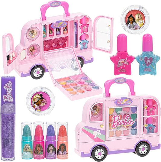 Barbie Car Makeup Kit for Girls, Real Washable