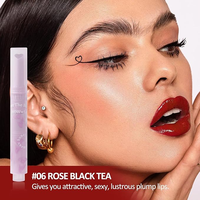 Jelly Lipstick, Tinted Lip Gloss Heart Shape Lip Glaze, Moisturizing and Hydrating Glossy Lip Gloss Lip Balm, High-shine Finish Lip Makeup Lip Pen for Nourished, Fuller-looking Lips (#06)