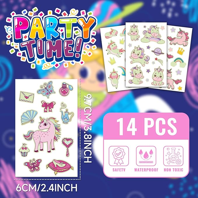 140+ Styles Luminous Kids Tattoos, Temporary Tattoo Stickers Games (Unicorns)