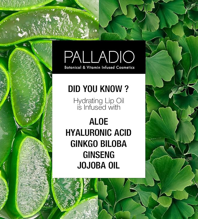 Palladio Hydrating Lip Oil Infused with Hyaluronic Acid, Hydrating