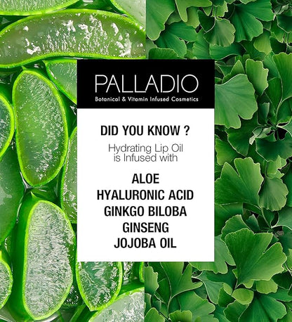 Palladio Hydrating Lip Oil Infused with Hyaluronic Acid, Hydrating