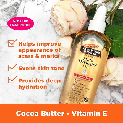 Palmer's Cocoa Butter Formula Skin Therapy Moisturizing Body Oil with Vitamin E, Rosehip Fragrance, 5.1 Ounces
