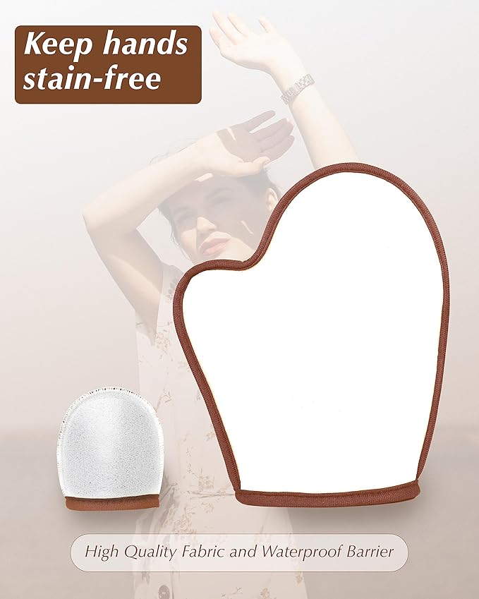 3 PCS Self Tanning Mitt Applicator, Self Tanner Mitt Applicator kit, Self Tanning Mit With Thumb And Back Lotion Applicators for Back, Ultra Soft Tanning Glove For Self Tan Mitt Applicator (Brown)