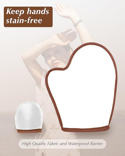 3 PCS Self Tanning Mitt Applicator, Self Tanner Mitt Applicator kit, Self Tanning Mit With Thumb And Back Lotion Applicators for Back, Ultra Soft Tanning Glove For Self Tan Mitt Applicator (Brown)