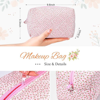 Soidram quilted makeup bag floral