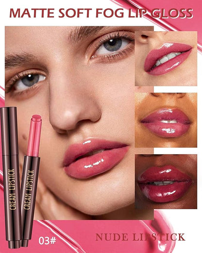 Moisturizing Lipstick Pen, Red Nude Pink Shimmer Glossy Plumping Lip Gloss,Hydrating Tinted Lip Balm,Long Lasting Waterproof Jelly Lip Gloss Plumper Lip Tint Stain,Christmas Makeup Gift for Women-03