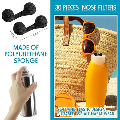 30 Pieces Disposable Nose Filters Spray Tanning With Softness Sponge Nose Filter for Sunless Nosebleed Airbrush Tanning