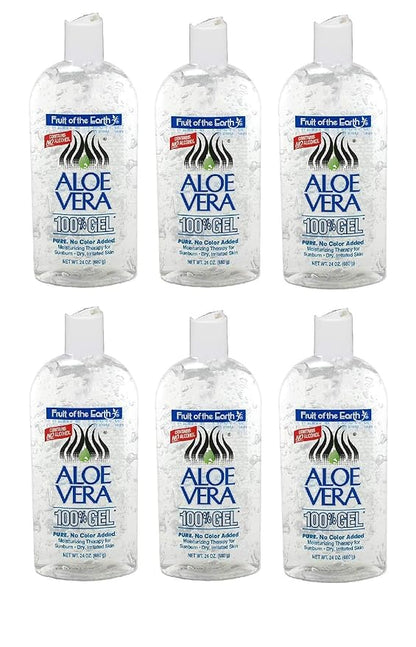 Fruit Of The Earth 100% Aloe Vera 24oz Gel Pump (6 Pack)