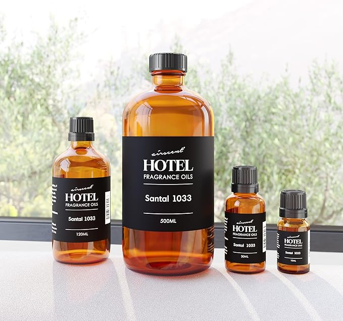 AirScent Santal Diffuser Oil No. 1033 - Santal-33 Inspired Perfume Dupe - Premium Fragrance Oil Blend for Ultrasonic and Waterless Diffusers and Crafting - 500 mL, 16.9 fl oz Glass Bottle