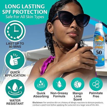Caribbean Breeze Continuous Tropical Mist SPF 50 Sunscreen Spray Sport, Reef Safe Sunscreen, Up to 80 Minutes Water Resistant, 5.5 Ounces, 2 Pack