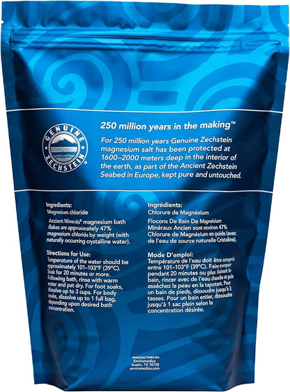 Ancient Minerals Magnesium Bath Flakes - Bathing Alternative to Epsom Salt - Soak in Natural Salts - High-Absorption Efficiency for Relaxation, Wellness & Muscle Relief - 8 lbs
