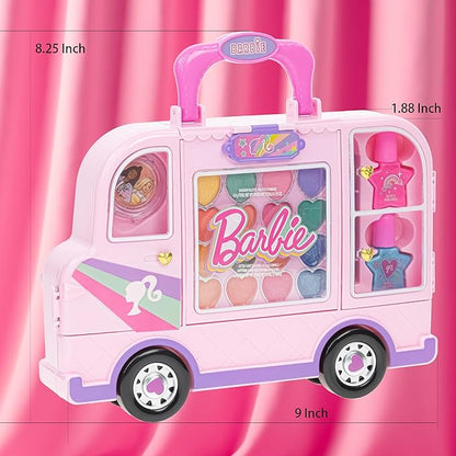 Barbie Car Makeup Kit for Girls, Real Washable