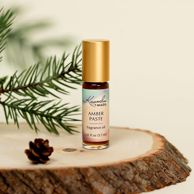 Kuumba Made Amber Paste Fragrance Oil | 0.125 Fl Oz | Notes of Spicy Nutmeg, Pine, & Sweet Honey | Clean, Long-Lasting Scent | Alcohol Free | Roll On Perfume