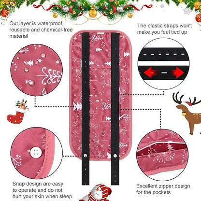 Leekalos Castor Oil Pack Wrap, Reusable Organic Castor Oil Packs for Liver Detox, Castor Oil Packs with Adjustable Elastic Strap for Christmas Gifts (Castor Oil Not Included) (Christmas Tree)