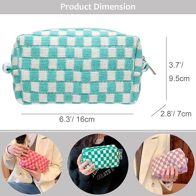 Pazimiik checkered makeup bag for