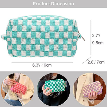 Pazimiik checkered makeup bag for
