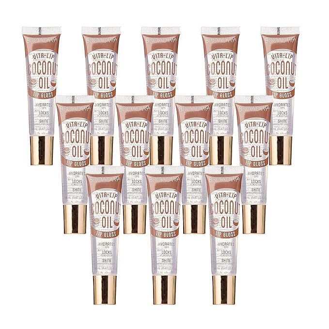 KISS Broadway Clear Lip Gloss 0.47oz/14ml 12Pcs (Coconut Oil)