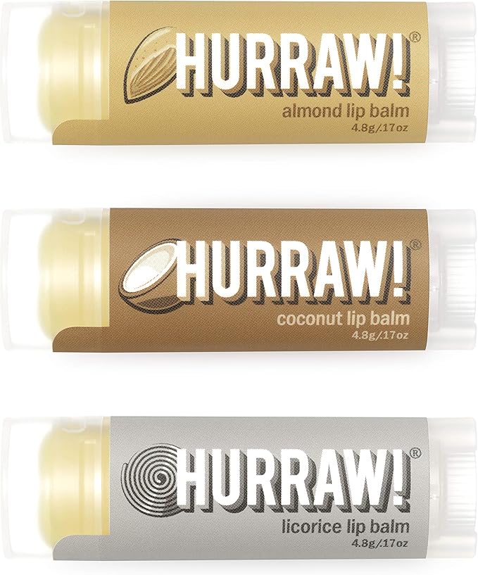 Hurraw! Almond, Coconut, Licorice Lip Balms, Palm