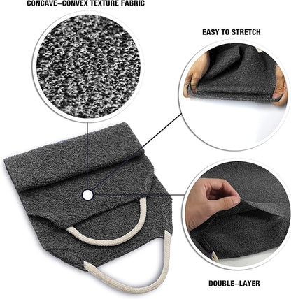 Evridwear Exfoliating Back Scrubber with Handles Two Sides for Body Shower Deep Cleans Skin Massages Invigorating Blood Circulation Men Women One Size (Gray)