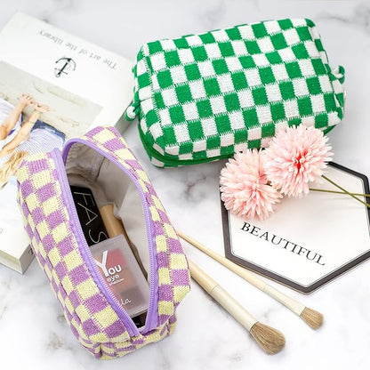 Pazimiik checkered makeup bag for