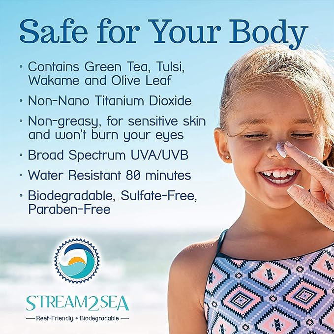 STREAM 2 SEA SPF 30 Mineral Sunscreen Biodegradable and Reef Safe, 1 Fl oz Travel Size Pack of 3, Paraben Free Non Greasy and Moisturizing Mineral Sunscreen For Face and Body Against UVA and UVB