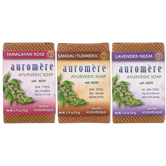 Auromere Ayurvedic Soap Variety Pack 3 x 2.75oz Natural