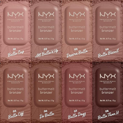 NYX PROFESSIONAL MAKEUP Matte Buttermelt Bronzer, Longwear Face Butta Biscuit