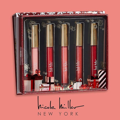 Nicole Miller Lip Gloss Collection, 5 Count (Pack of 1), Red Glitz
