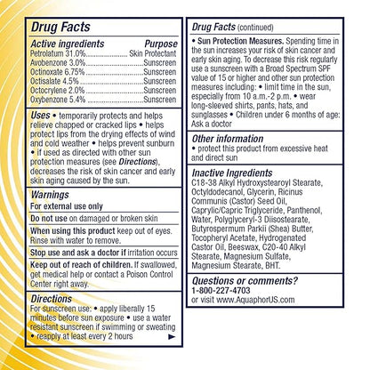 Aquaphor Lip Repair Stick with Sunscreen, Oz