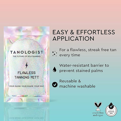 Tanologist Flawless Tanning Mitt - Reusable and Washable Self Tanner Applicator for Smooth and Streak Free Self Tan, 1 Count