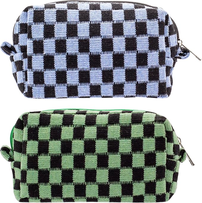 Pazimiik checkered makeup bag for