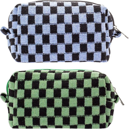 Pazimiik checkered makeup bag for