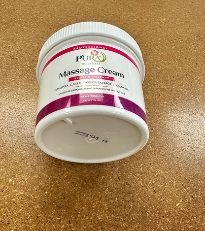 Vitamin Therapy Massage Cream, Massage Cream for Physical Therapy, Pura Massage Cream Deep Tissue Therapy, Pura Wellness Vitamin Therapy Massage, Unscented Cream for Physical Therapy, 4oz