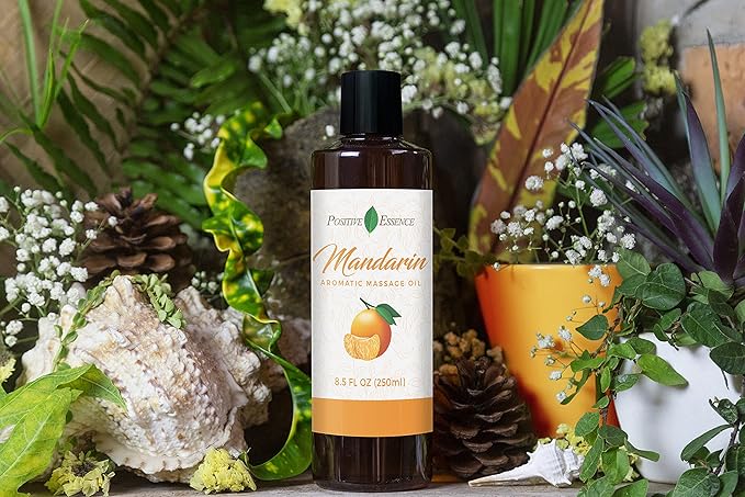 Mandarin Massage Oil for Massage Therapy, Body Oil Made with Pure Mandarin Essential Oil for Skin, Jojoba Oil, Sweet Almond Oil, Vitamin E, Relaxing Gifts for Women
