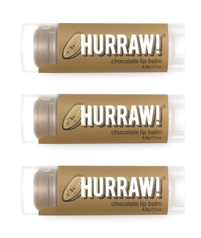 Hurraw! Chocolate Lip Balm, 3 Pack: Palm