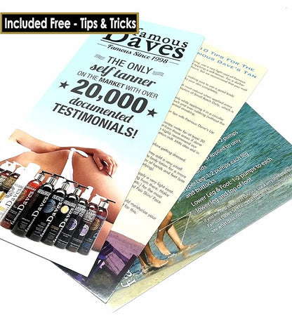 Fair Skin and Face Self Tanner - America's 20,000 Testimonial Famous Dave's Moisture Tan Light 8 Fl Oz. Professional Tanning Lotion for Body and Face - Waterproof